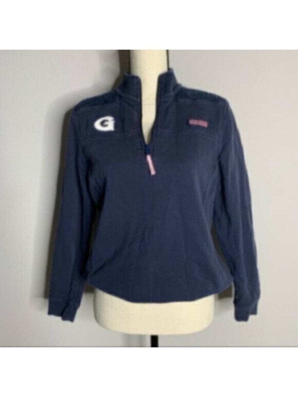Vineyard Vines Vintage Game Time Navy Blue Half Zip Sweatshirt
